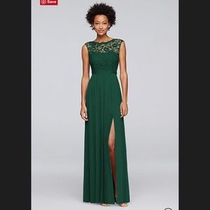 Long Bridesmaid Dress with Lace Bodice